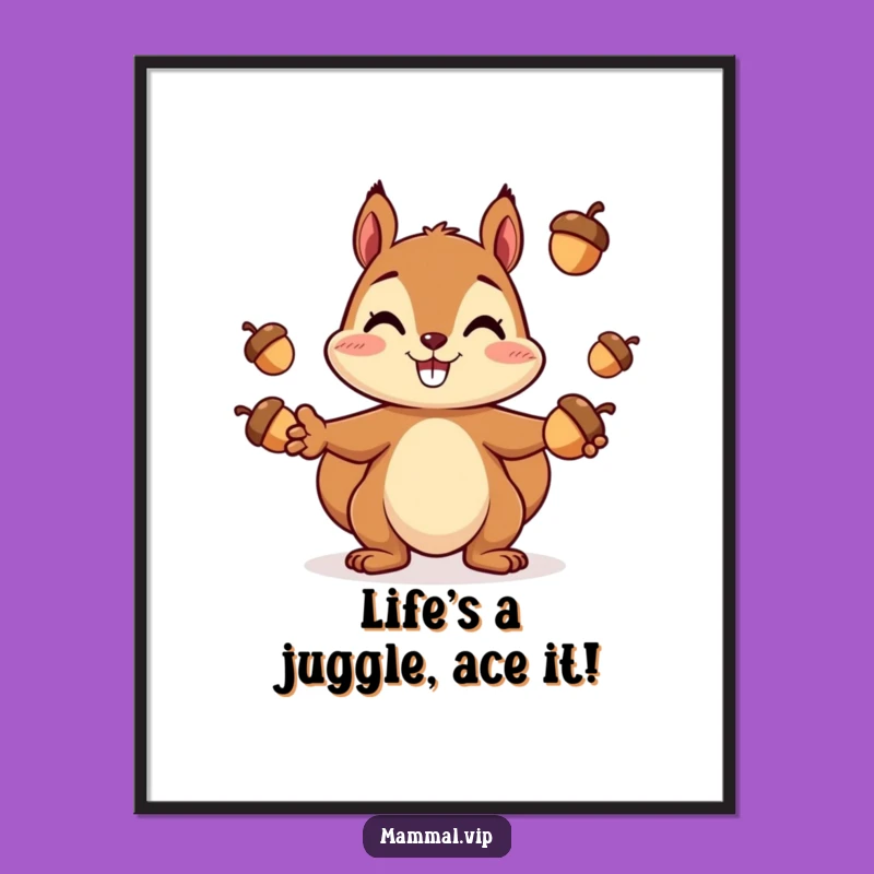 Free Printable Wall Art Squirrel Juggling - Funny Downloadable Art