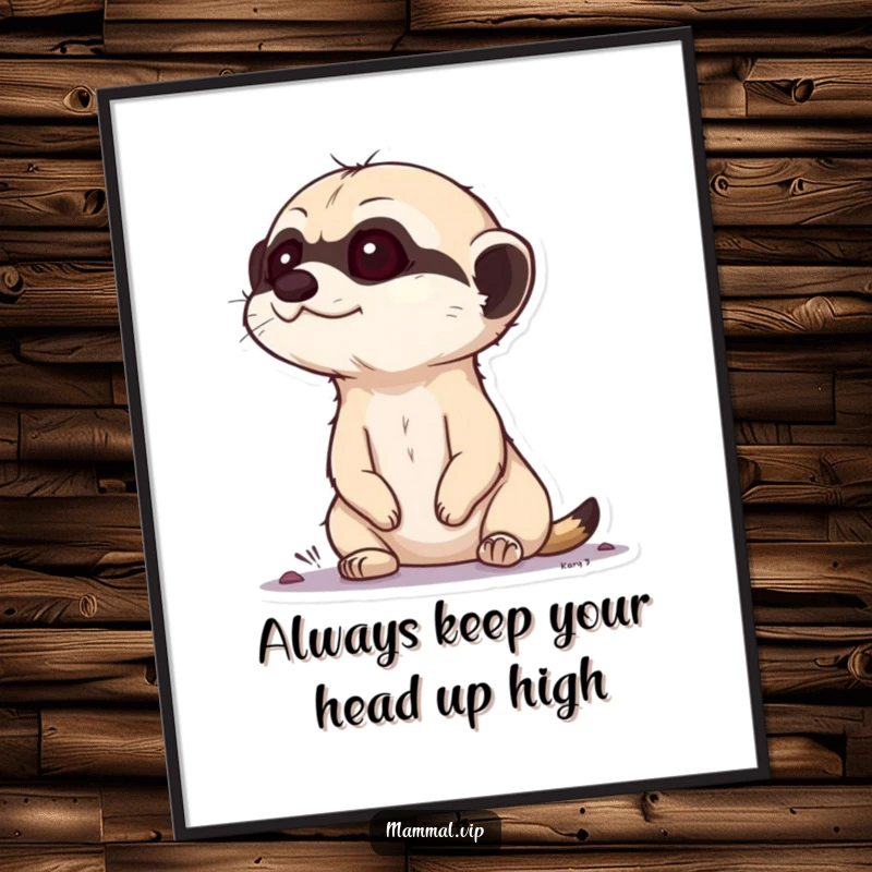 Funny free printable wall art of a curious meerkat popping its head up from the ground, looking around with wide eyes.