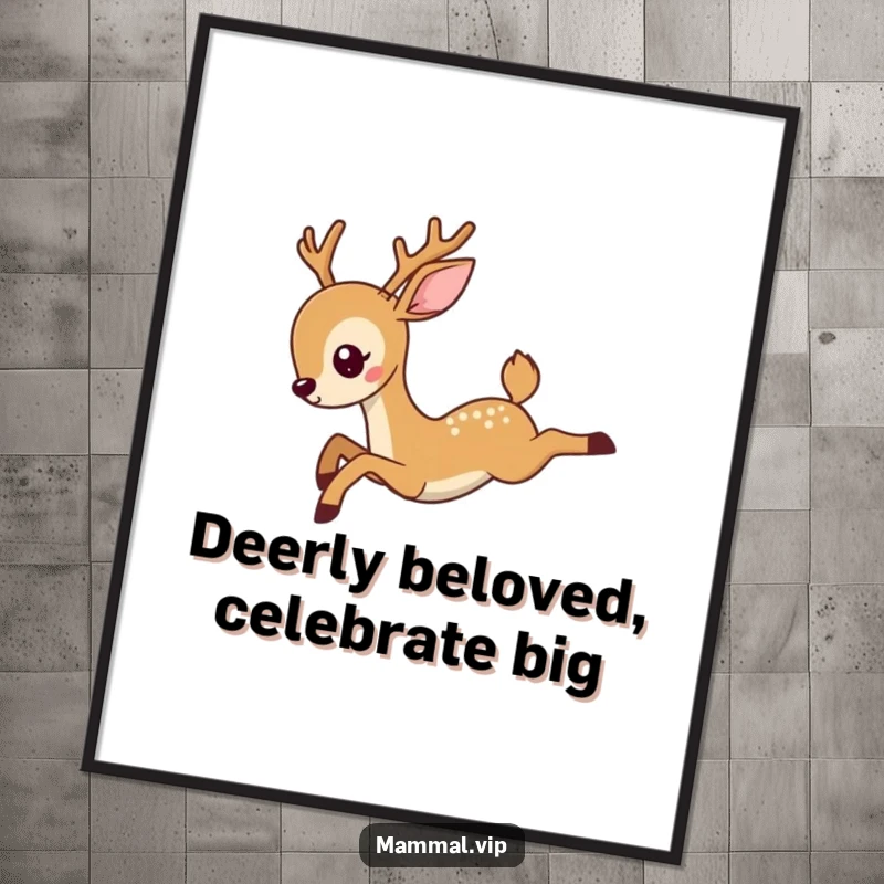 Funny Free Printable Wall Art: A majestic deer gracefully leaps through the air, creating a dynamic and elegant scene.