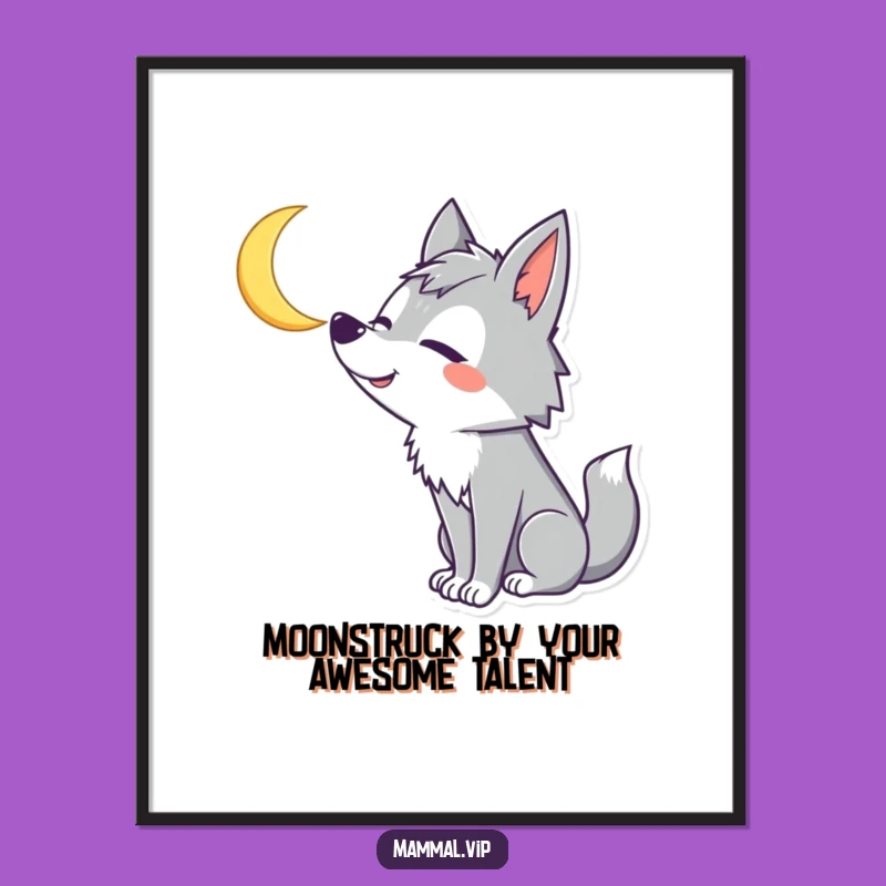 Funny Free Printable Wall Art: Silly Wolf Howling Moon Downloadable Decor