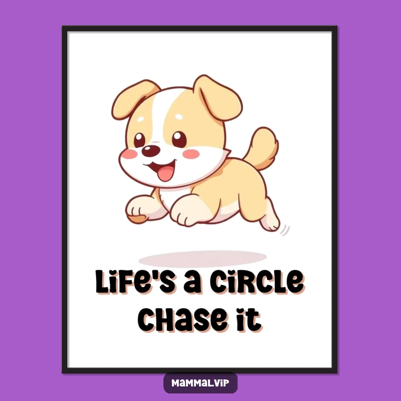 Free Printable Funny Dog Chasing Tail Wall Art - Energetic DIY Downloadable Decor