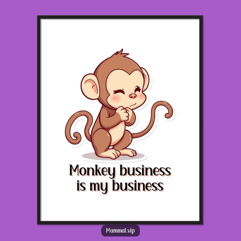 Funny Free Printable Wall Art: Playful Monkey Tail Tug, Downloadable Decor