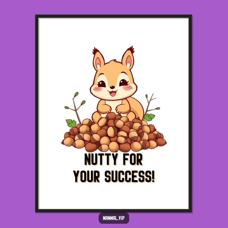 Funny Free Printable Wall Art: Squirrel hoarding acorns, a hilarious downloadable decor gift for any room!