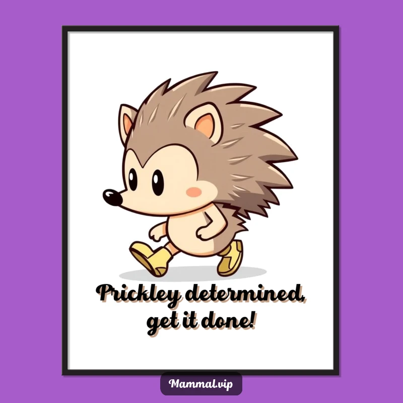 Free Printable Wall Art Hedgehog Marching - Funny Downloadable Art