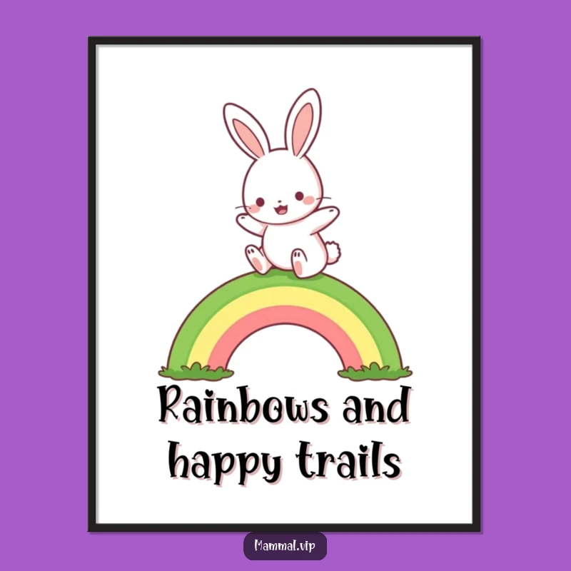Whimsical Free Printable Wall Art: Rabbit Rainbow Hop - Cheerful Downloadable Decor