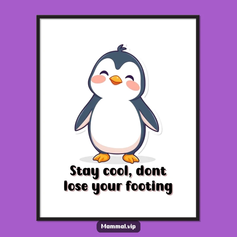 Funny Free Printable Wall Art: Wobbly Penguin Balance - Quirky Decor Download