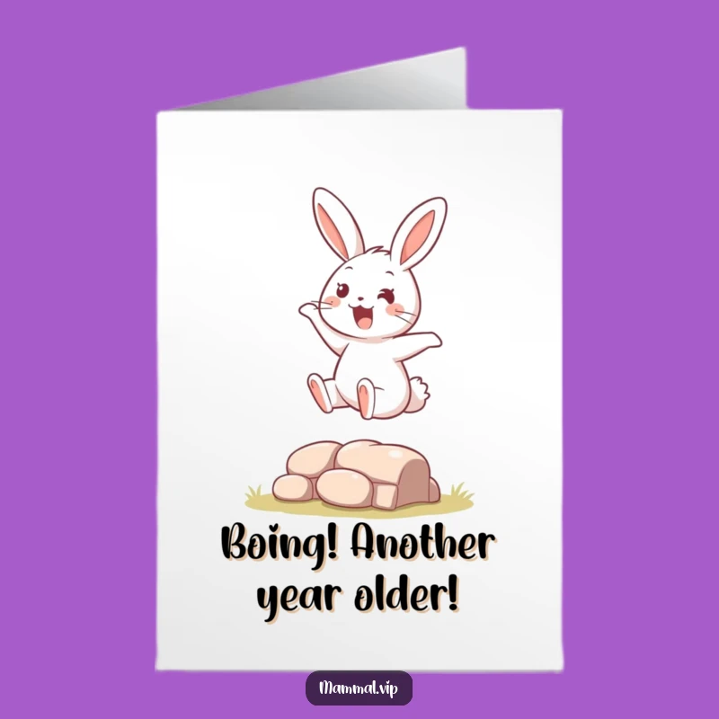 Free Printable Birthday Card: Funny Bouncy Rabbit Leaping Fun Downloadable Gift