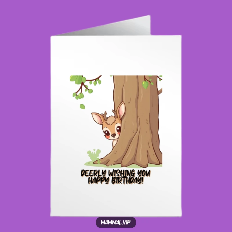 Free Printable Curious Deer Birthday Card - Peekaboo Downloadable Surprise Gift