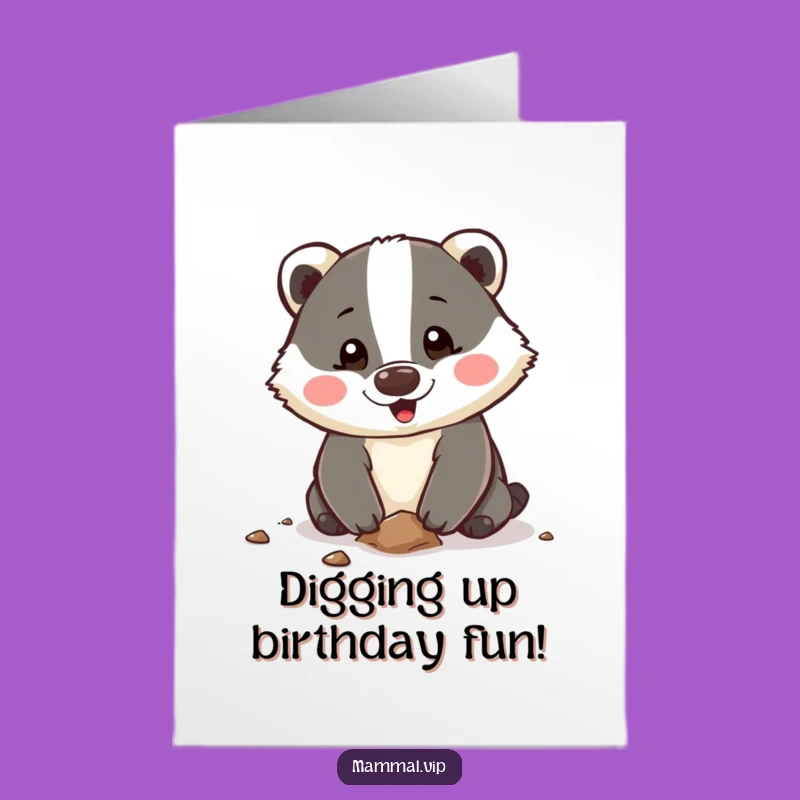 Free Printable Birthday Card: Happy Badger Digging Funny Downloadable Gift