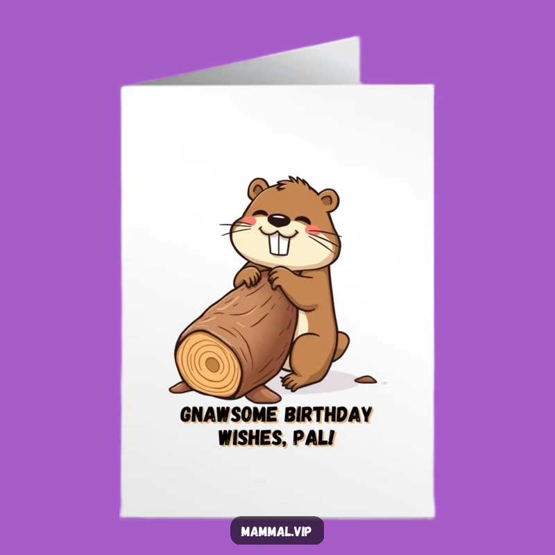 Free Printable Beaver Birthday Card: Funny Downloadable Gift for Log Lovers