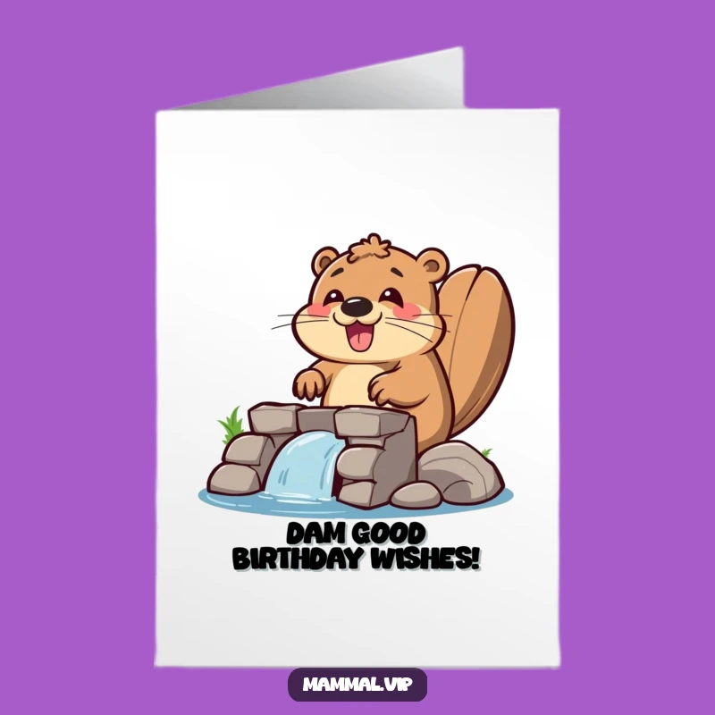 Free Printable Birthday Card: Happy Beaver Dam Builder, Downloadable DIY Gift for Celebration