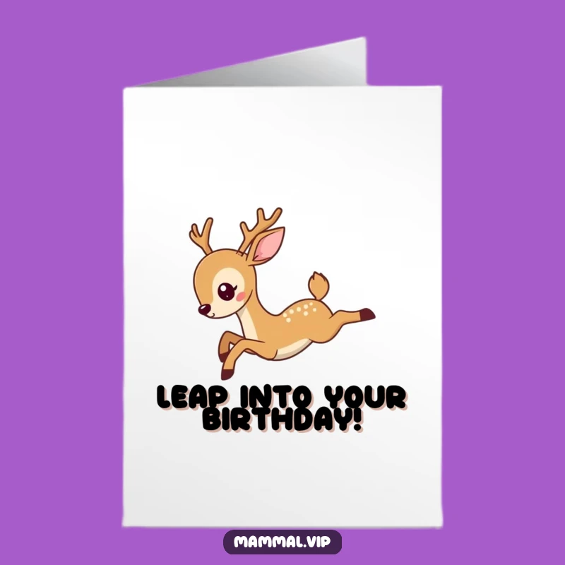 Free Printable Birthday Card: Majestic Deer Leap Humor Downloadable Gift