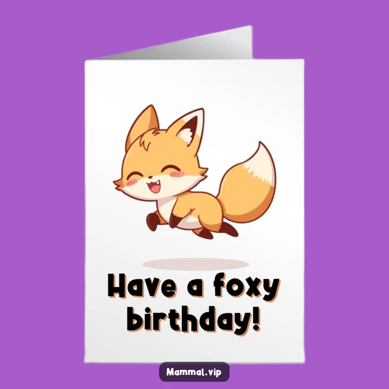 Free Printable Birthday Card: Silly Fox Chasing Tail Funny Downloadable Gift