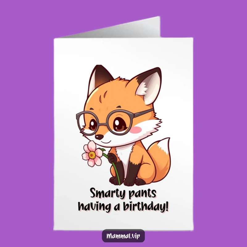 Free Printable Fox Birthday Card: Funny Spectacled Downloadable Gift for Smarties!