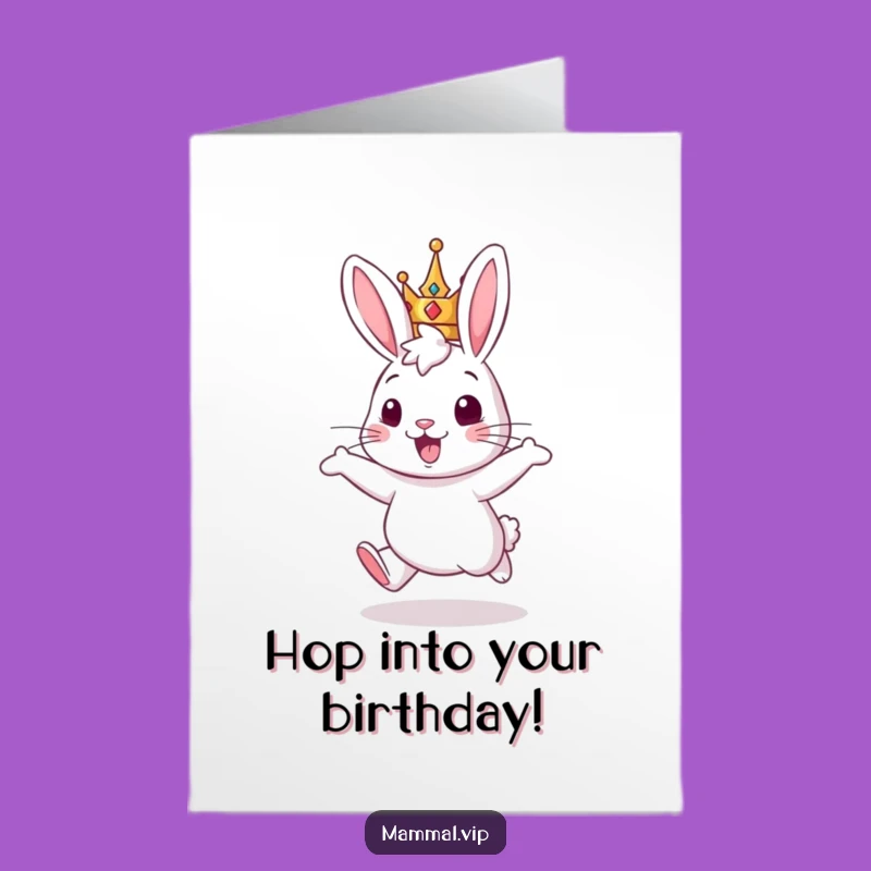 Free Printable Funny Rabbit Birthday Card - Royal Hopping Fun Downloadable