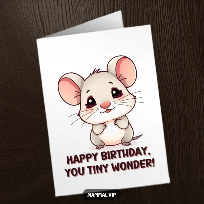 Funny Free Printable Birthday Card: A small mouse character with a tiny nose sniffing the air, sending birthday cheer.