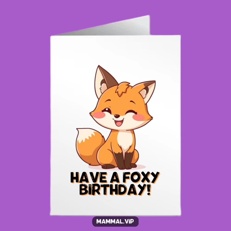 Funny Free Printable Birthday Card: Fox Wiggling Tail - Downloadable Gift