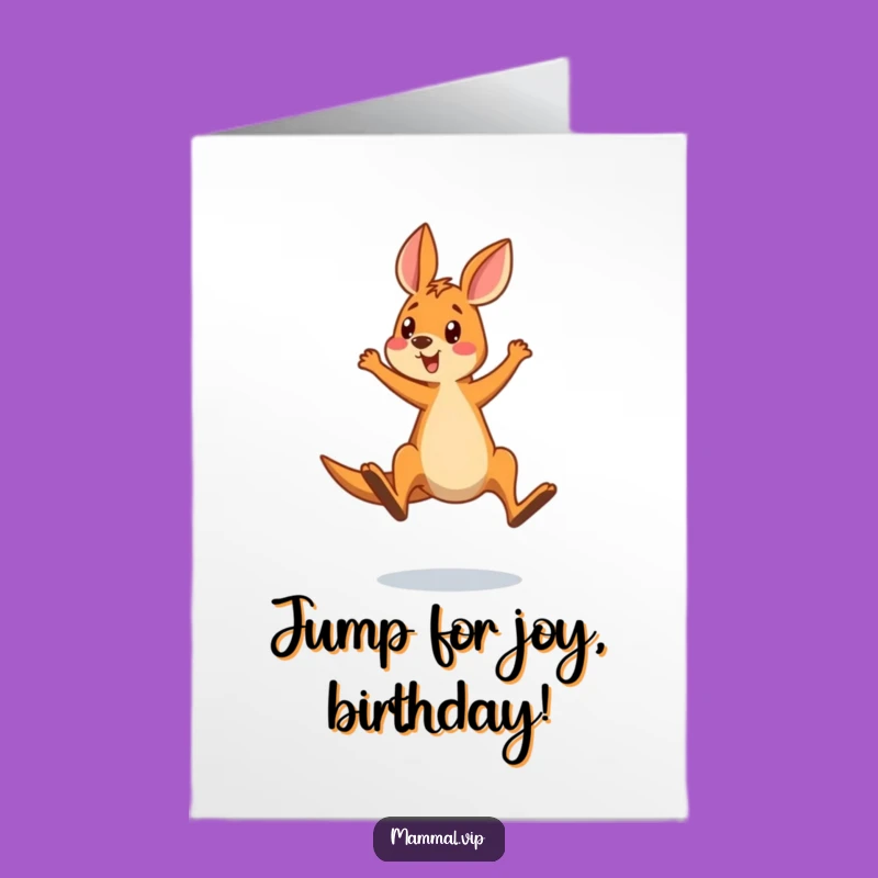Free Printable Kangaroo Birthday Card: Funny Overshoot Jump Downloadable Gift
