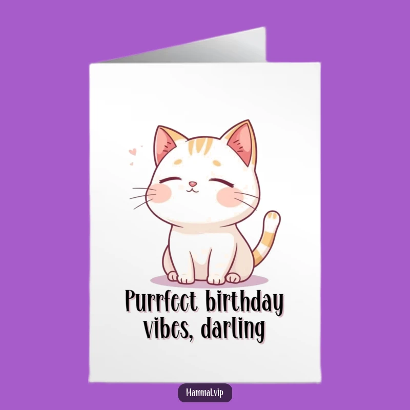 Free Printable Cat Birthday Card: Serene Kitty Downloadable Gift for Cat Lovers