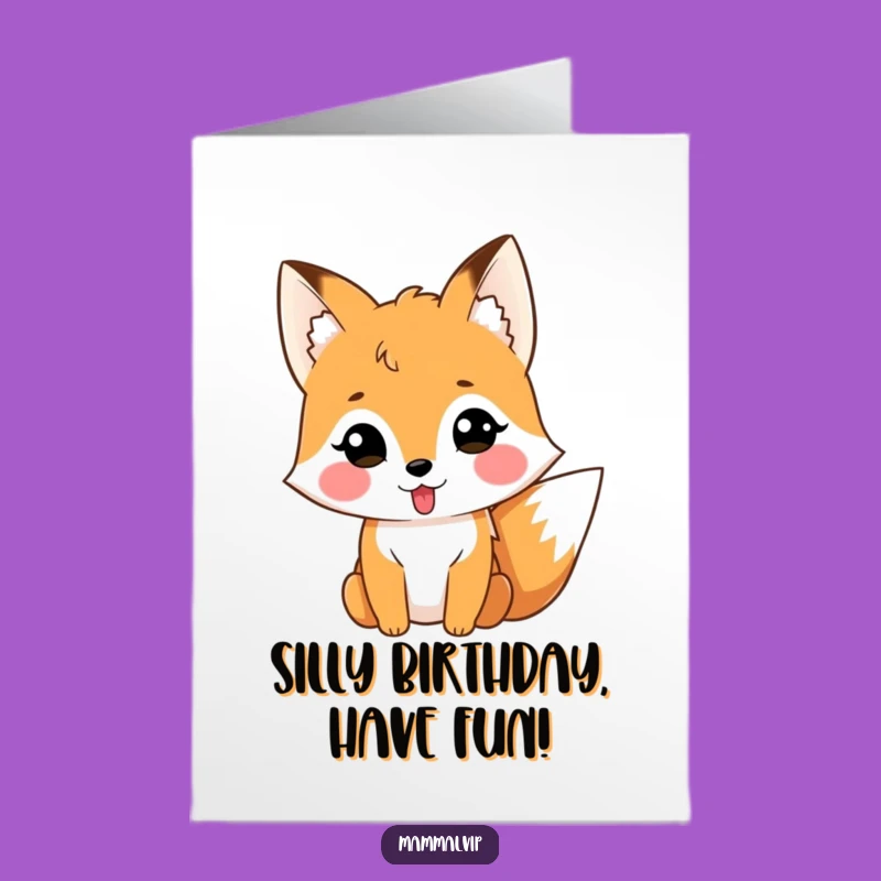 Free Printable Silly Fox Birthday Card - Tongue Out Downloadable Fun Gift