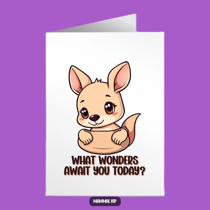 Free Printable Birthday Card: Curious Kangaroo Peeking Surprise! Downloadable Gift