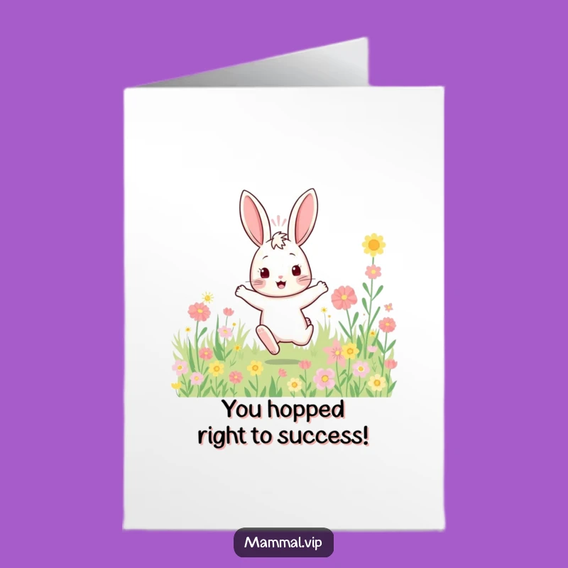 Free Printable Congrats Card: Bouncy Rabbit Hops Funny Downloadable Celebration