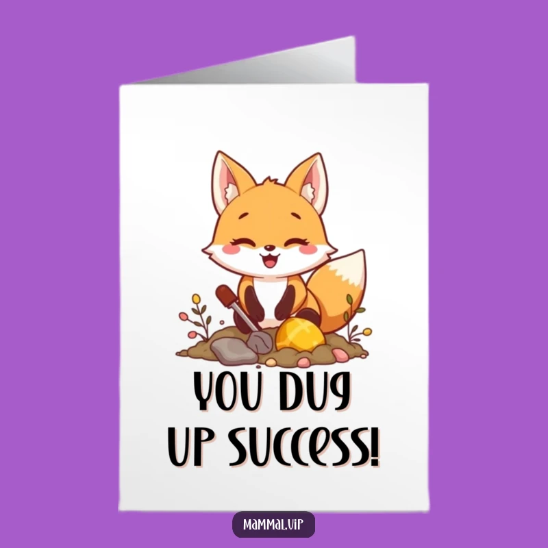 Free Printable Congrats Card: Fox Finds Treasure - Celebrate Discovery Downloadable