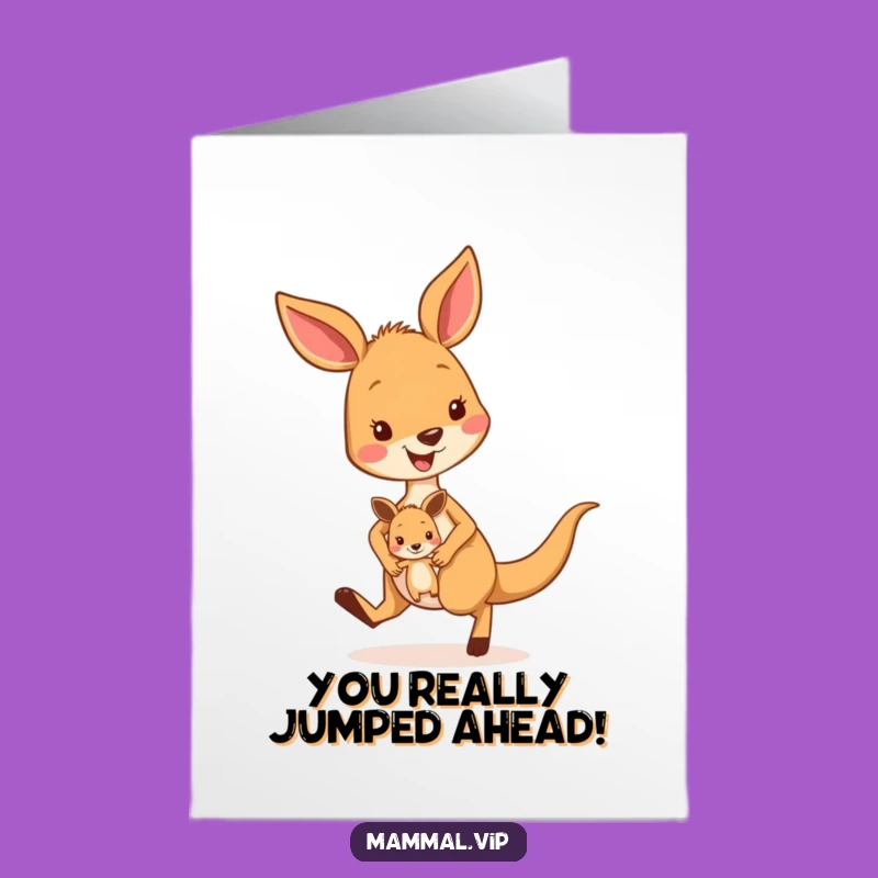 Free Printable Congrats Card: Kangaroo Family Leap Downloadable Gift