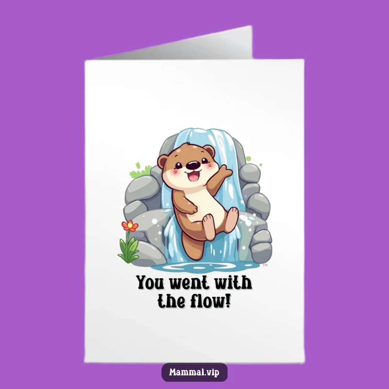 Free Printable Congrats Card: Otter Waterfall Ride - Thrilling Downloadable Gift