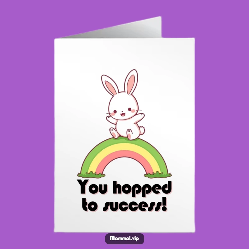 Free Printable Congrats Card: Rabbit Rainbow Leap - Cheerful Downloadable Gift