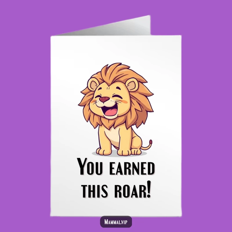 Free Printable Roaring Lion Congrats Card - Funny Lion Downloadable Greeting Gift