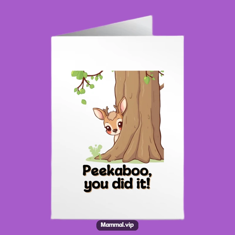 Free Printable Curious Deer Congrats Card - Peekaboo Downloadable Celebration Gift