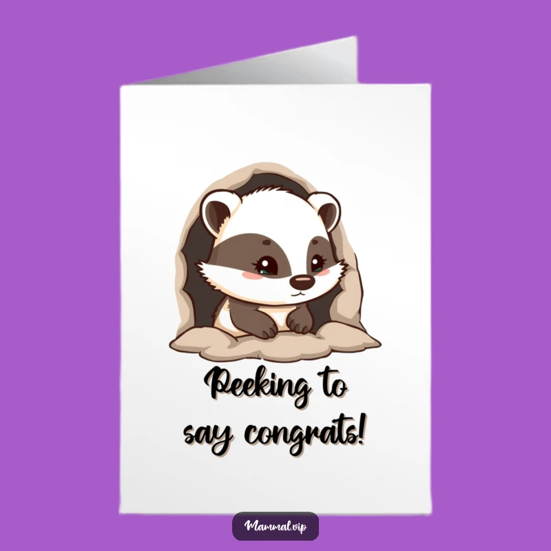 Curious Badger Peeking Free Printable Congrats Card - Adorable Downloadable Cheer
