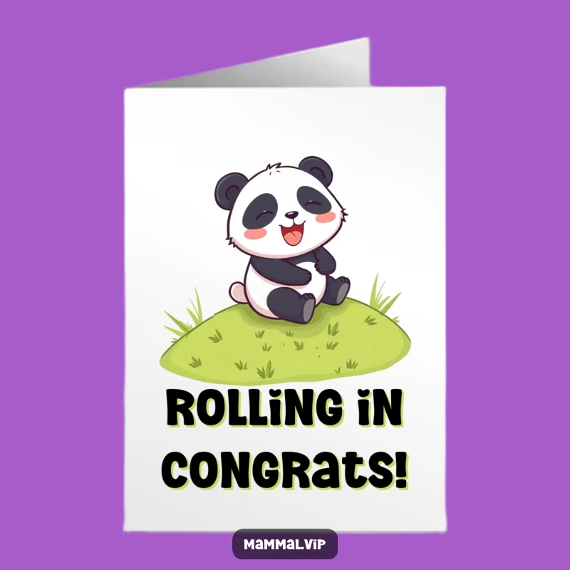 Giggling Panda Rolling Free Printable Congrats Card - Funny Downloadable Cheer