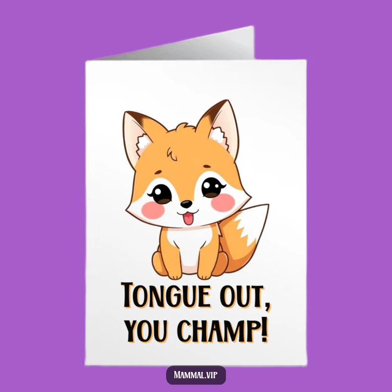 Free Printable Silly Fox Congrats Card - Tongue Out Downloadable Celebration Gift