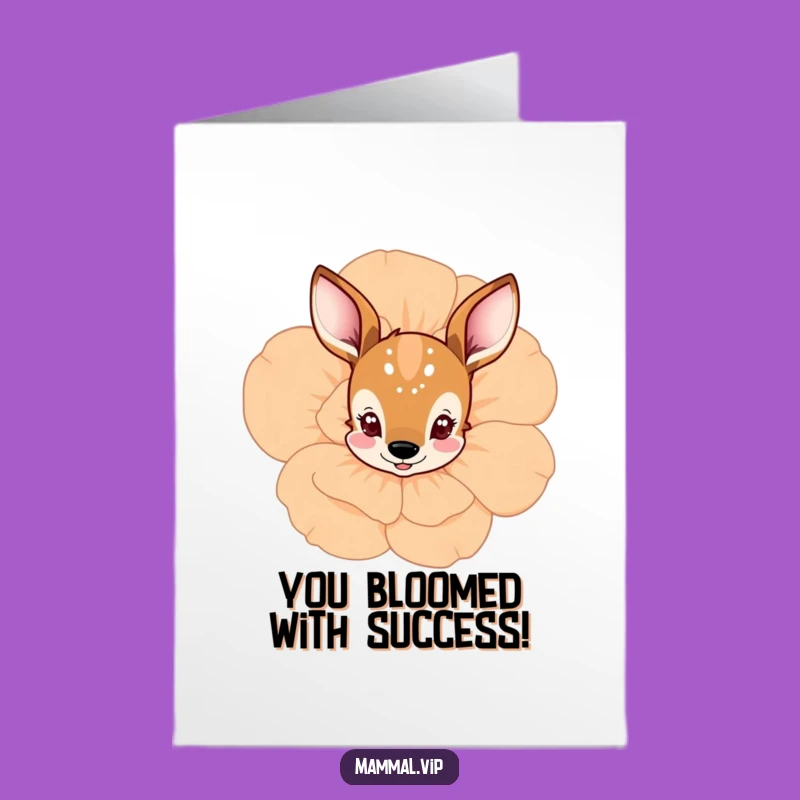 Free Printable Congrats Card: Deer Flower Surprise - Blooming Achievement Downloadable
