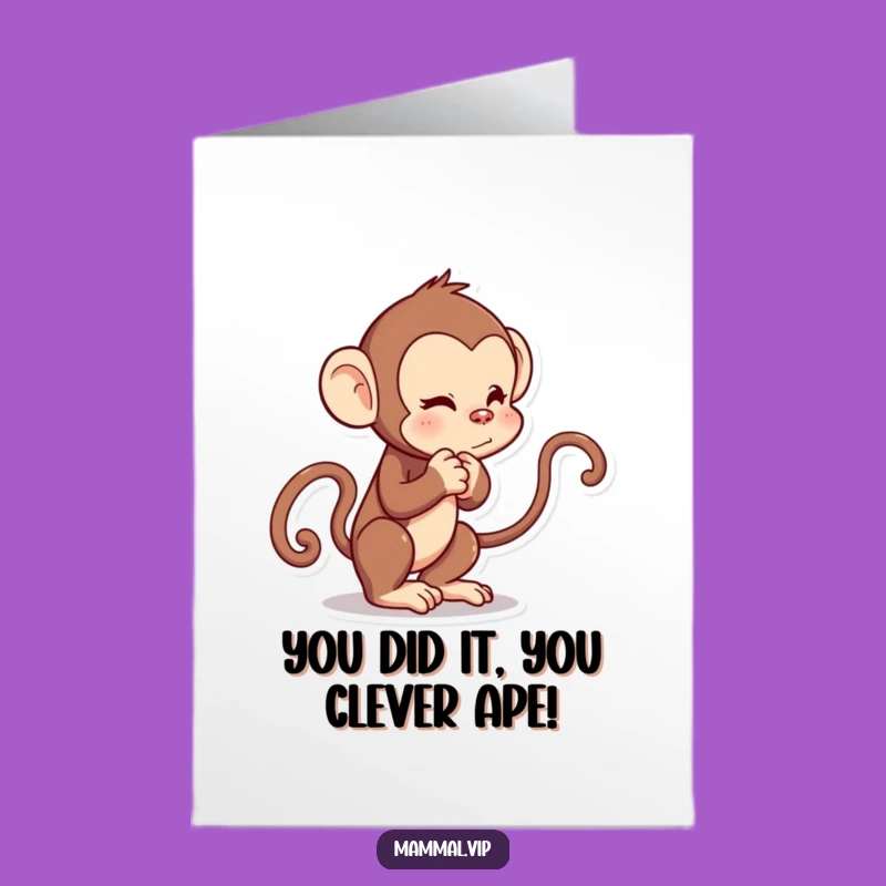 Free Printable Congrats Monkey Card: Playful Tug for Your Awesome Success