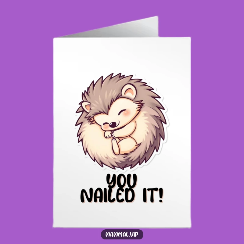 Free Printable Congrats Card: Adorable Hedgehog Ball Humor Downloadable Gift