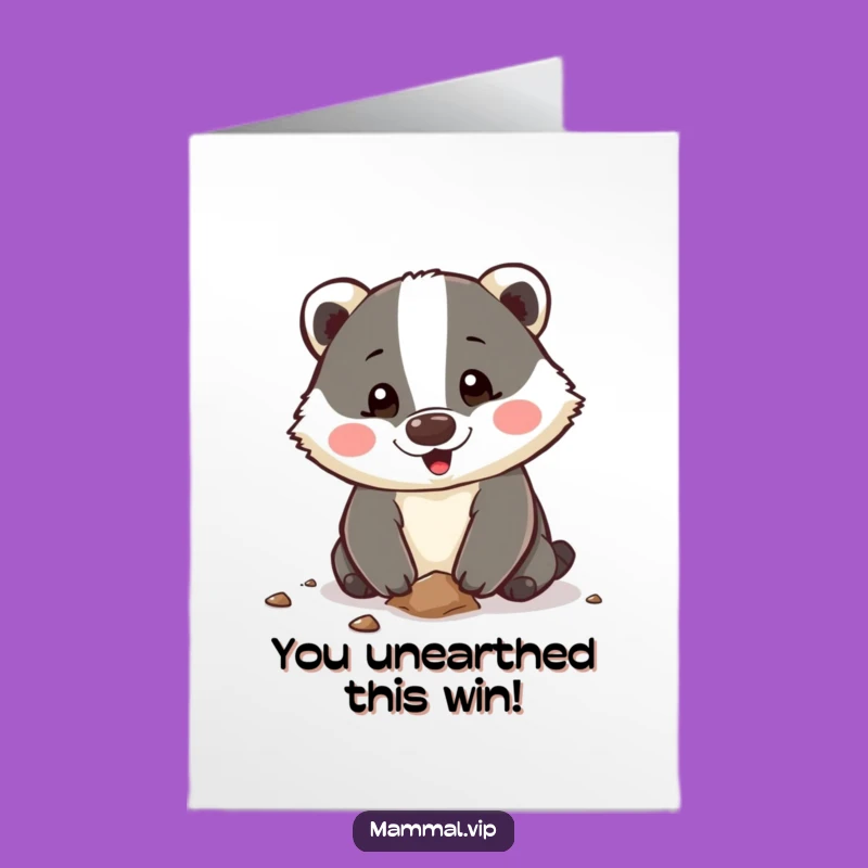 Free Printable Congrats Card: Happy Badger Digging Funny Downloadable Gift Idea