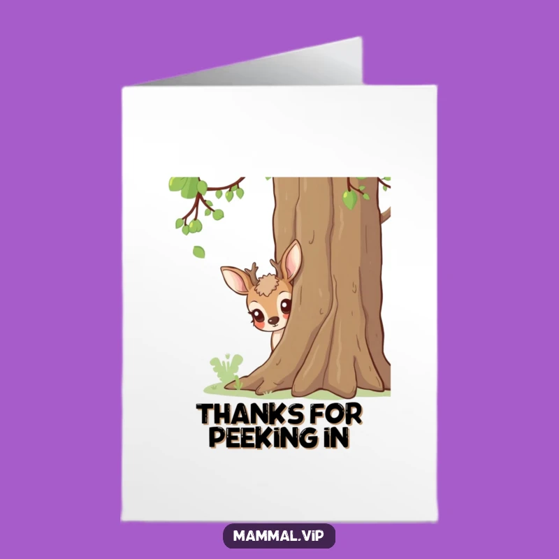 Free Printable Curious Deer Thank You Card - Peekaboo Downloadable Appreciation Gift