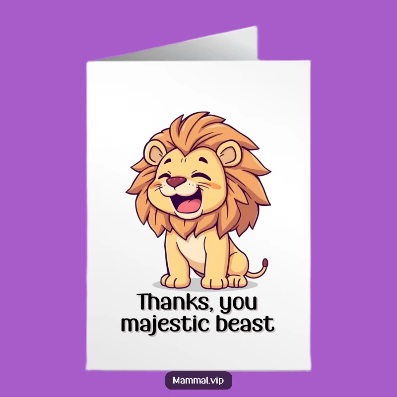 Free Printable Roaring Lion Thank You Card - Funny Lion Downloadable Greeting Gift