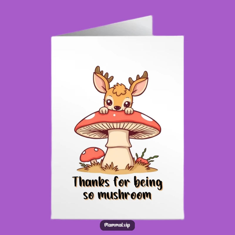 Free Printable Thank You Card: Deer expresses thanks, a curious downloadable gift from the forest!