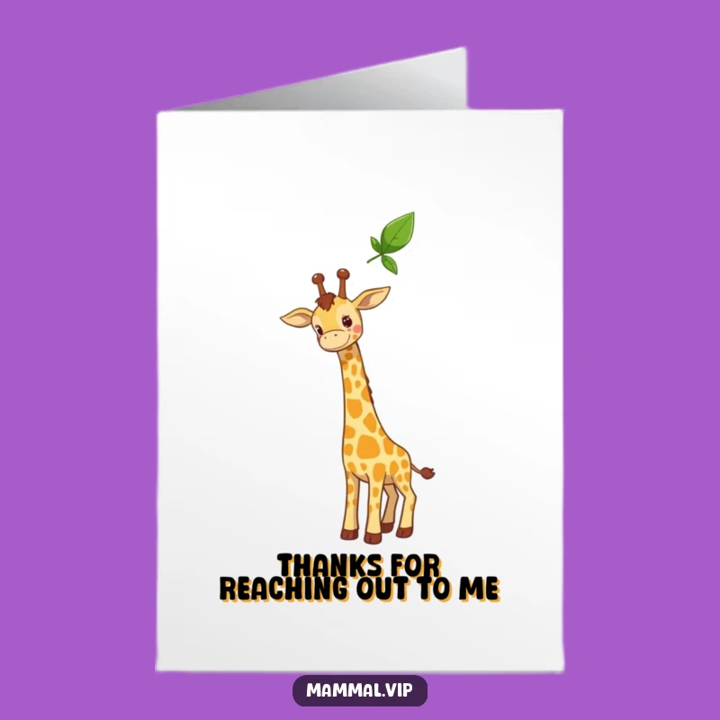 Free Printable Thank You Card: Grateful Giraffe Reaching Out
