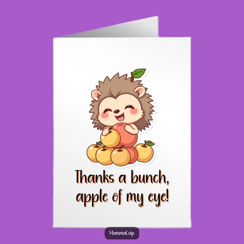 Free Printable Thank You Card: Hedgehog Apples Gratitude, Downloadable DIY Gift of Thanks