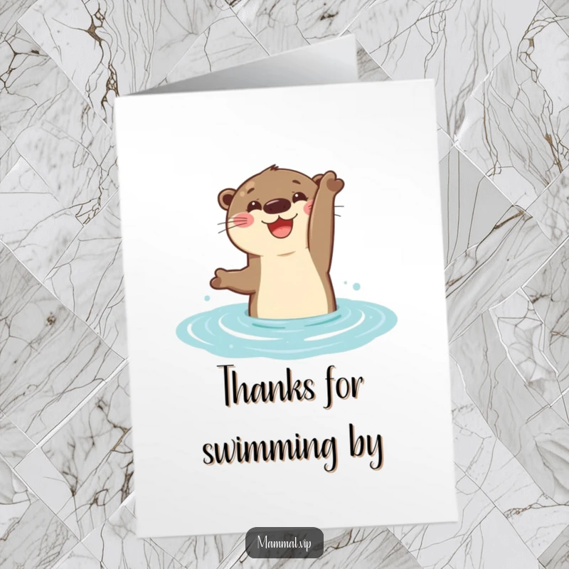 Funny Free Printable Thank You Card: A cheerful otter does a playful flip in the water to express thanks.