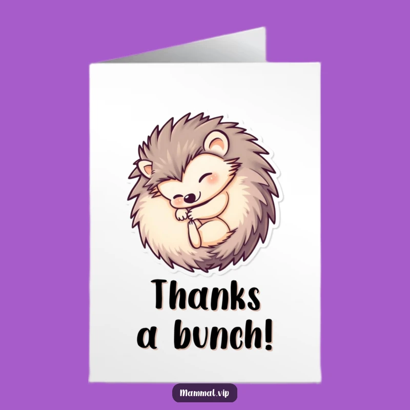 Free Printable Thank You Card: Sweet Hedgehog Ball Humor Downloadable Gift