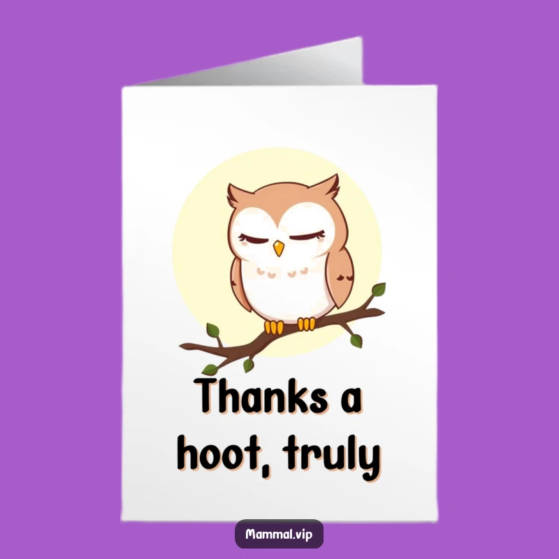 Free Printable Winking Owl Thank You Card - Funny Owl Downloadable Greeting Gift