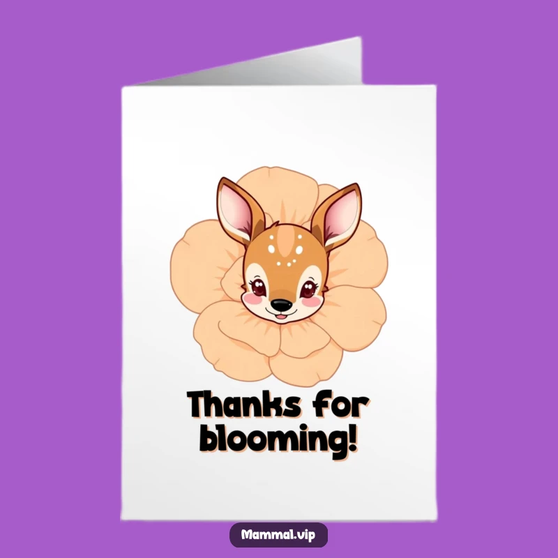 Gentle Thank You Card: Deer Flower Peek - Free Printable Downloadable Gift