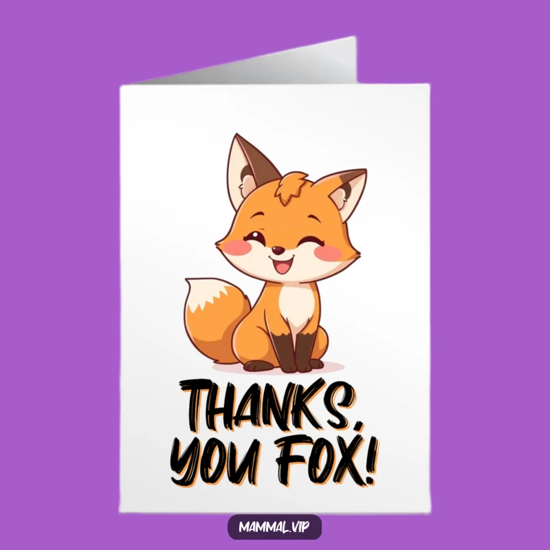 Grinning Free Printable Thank You Card: Fox's Tail Thanks - Downloadable Gift