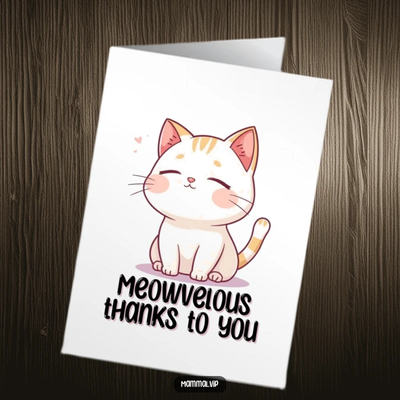 Funny Free Printable Cat Thank You Card: A serene cat with closed eyes enjoying a gentle breeze, offering quiet gratitude.